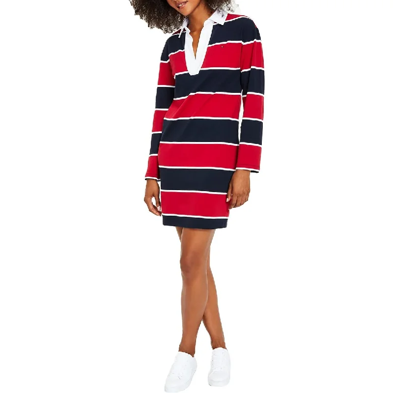 Tommy Hilfiger Womens Logo Knee-Length Shirtdress