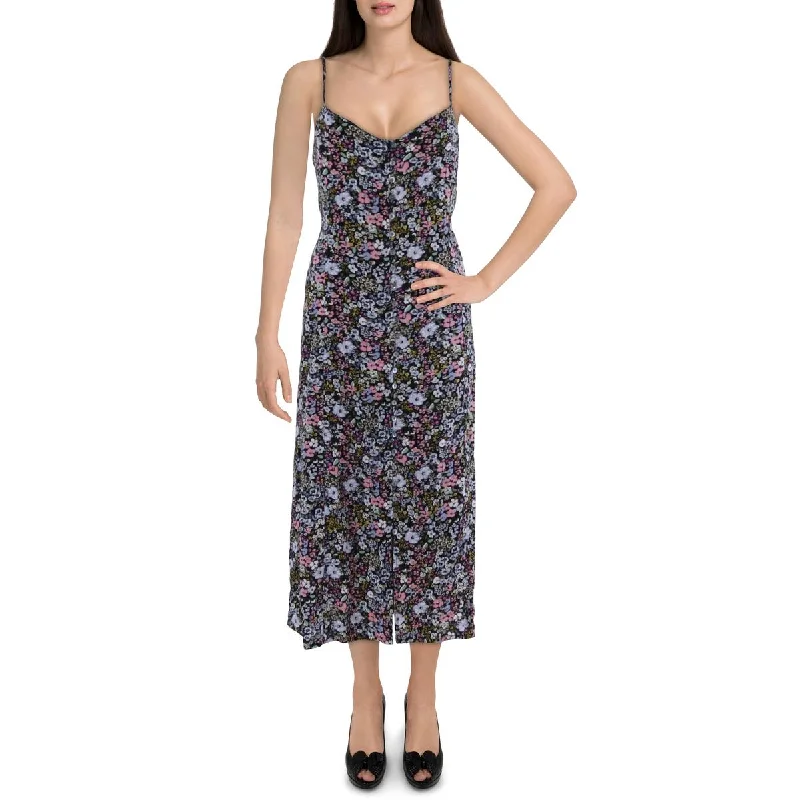 Lucky Brand Womens Floral Print Long Midi Dress