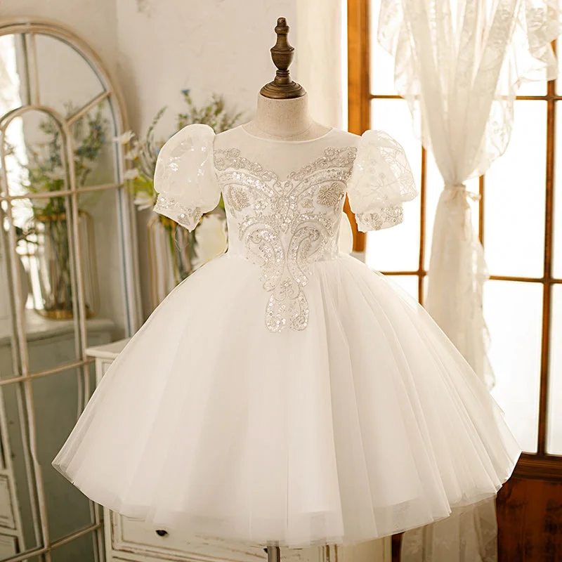 Stock Up and Save Flower Girl Dress Toddler Birthday Party Summer Sequins White Baptism Dress Stock Up and Save Flower Girl Dress Toddler Birthday Party Summer Sequins White Baptism Dress