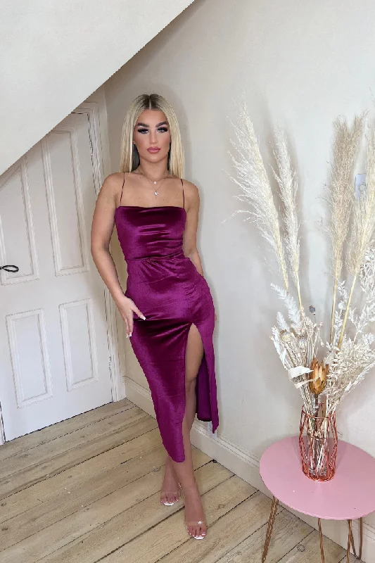 Flash Sale Vesper Tate Velvet Bordeaux Midaxi Dress