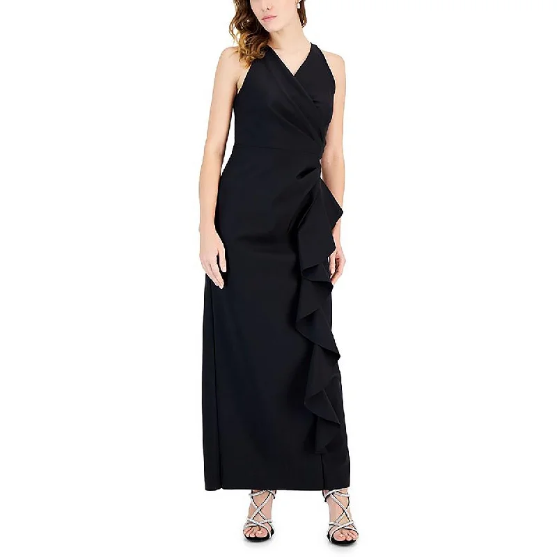 Alex Evenings Womens Ruffled Surplice Neck Evening Dress