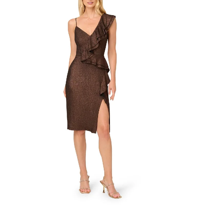 Adrianna Papell Womens Foiled Knit Cocktail And Party Dress