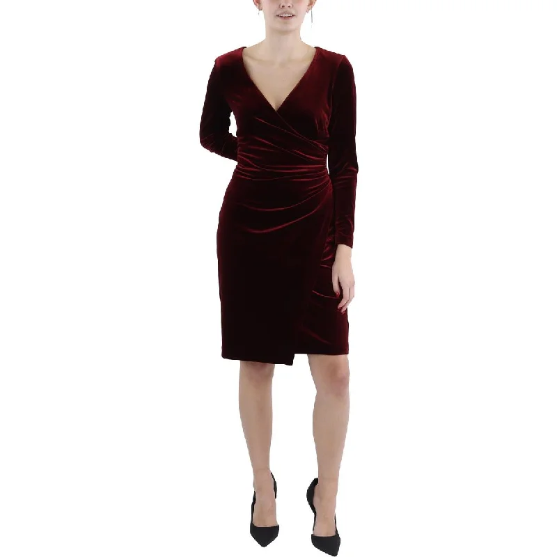 Lauren Ralph Lauren Womens Velvet Knee-Length Cocktail And Party Dress