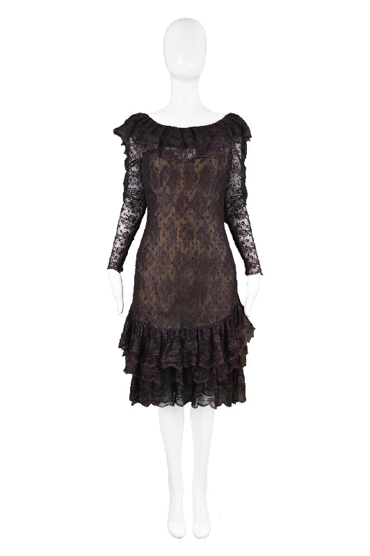 Year-End Clearance Purple & Black Lace Dress, 1980s