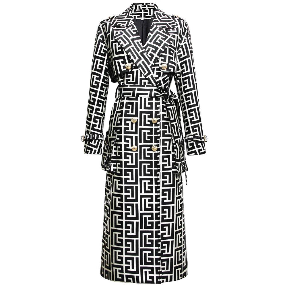 Closeout Belted Print Women's Trench Coat