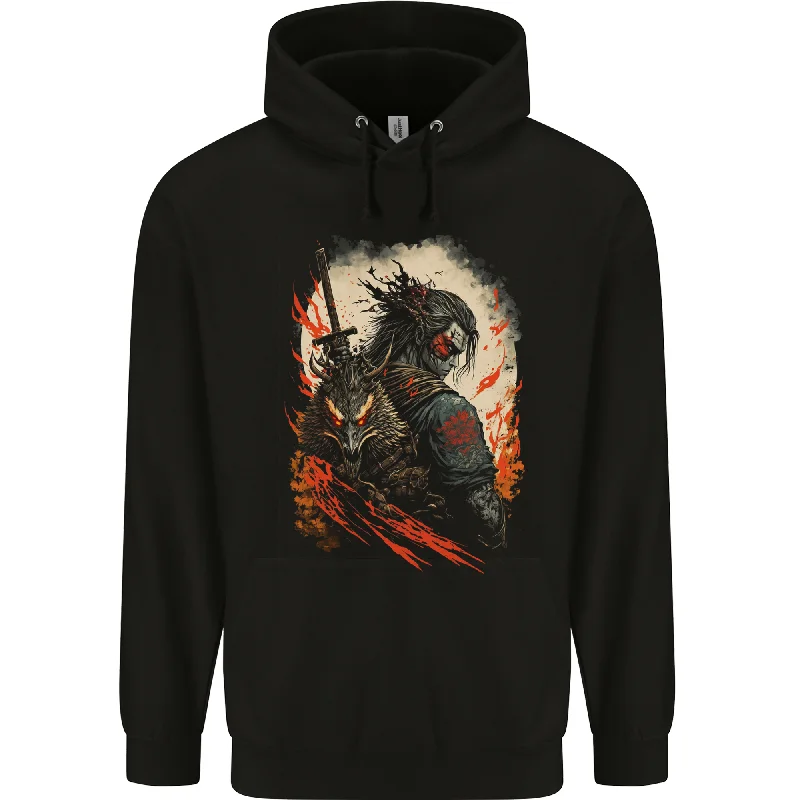 Clearance Event Dark Samurai Fantasy Warrior Mens 80% Cotton Hoodie