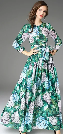 Final Clearance Hydrangea Print Maxi Dress