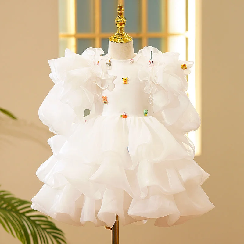Exclusive Offers Toddler Ball Gowns Girl Birthday Party Flower Puff Sleeves Cute White Fluffy Princess Dress Exclusive Offers Toddler Ball Gowns Girl Birthday Party Flower Puff Sleeves Cute White Fluffy Princess Dress