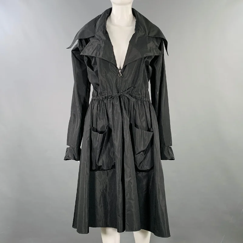 Take Advantage LAGERFELD Size 8 Black Silk Coat