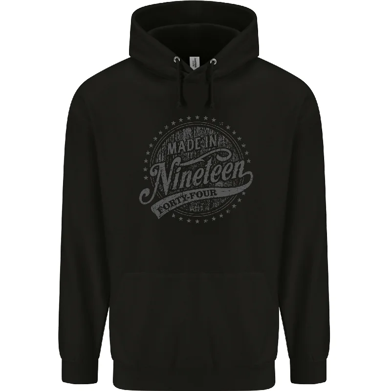 Online Specials Distressed 80th Birthday Made In 1944 Mens 80% Cotton Hoodie Black
