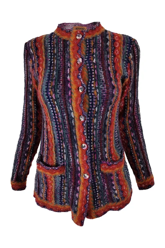 Anniversary Sale Missoni Vintage Abstract Textured Knit Womens Cardigan, 1990s