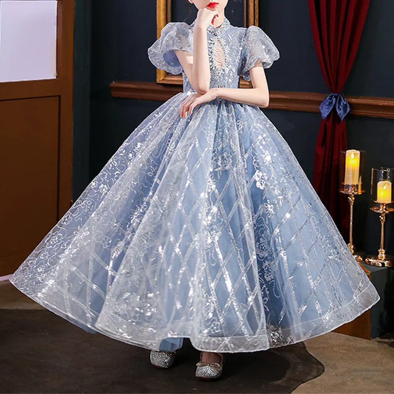 Deal of the Day Flower Girl Dress Children First Communion Elegant Fluffy Sequins Plaid Princess Dress Deal of the Day Flower Girl Dress Children First Communion Elegant Fluffy Sequins Plaid Princess Dress