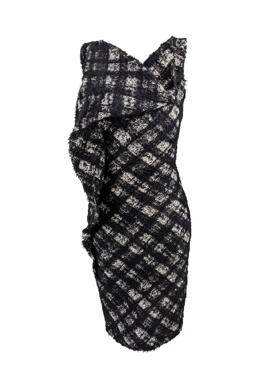 Unmissable Offer Plein Sud Vintage Black & White Checked Structural Party Dress, 1990s Unmissable Offer Plein Sud Vintage Black & White Checked Structural Party Dress, 1990s