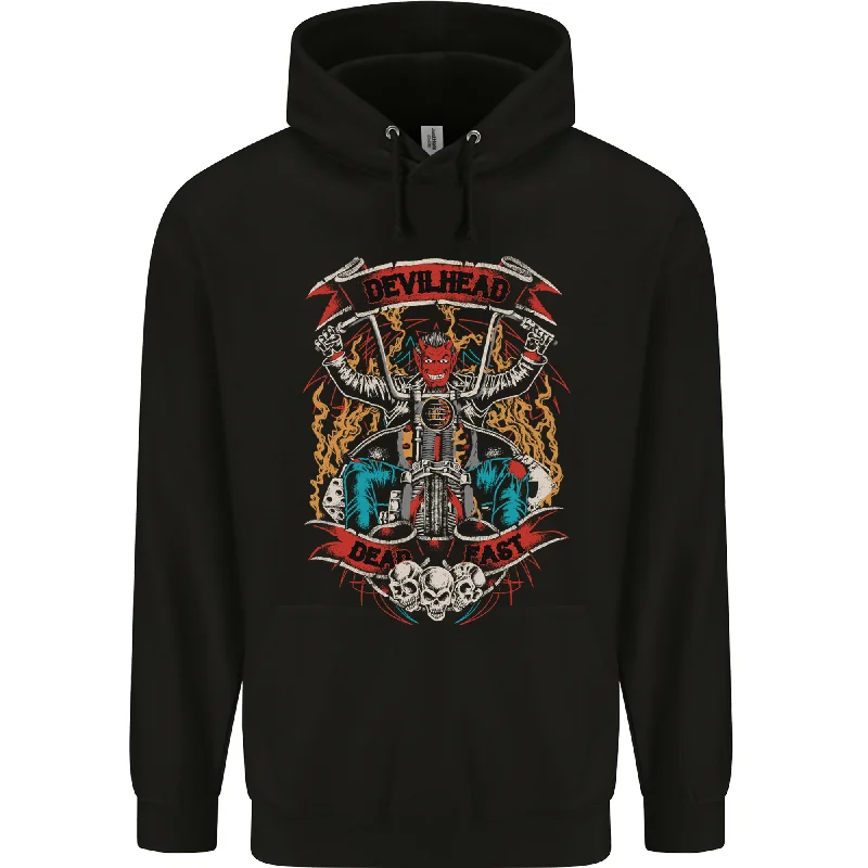 Members Only Devil Head Motorcycle Motorbike Biker Mens 80% Cotton Hoodie