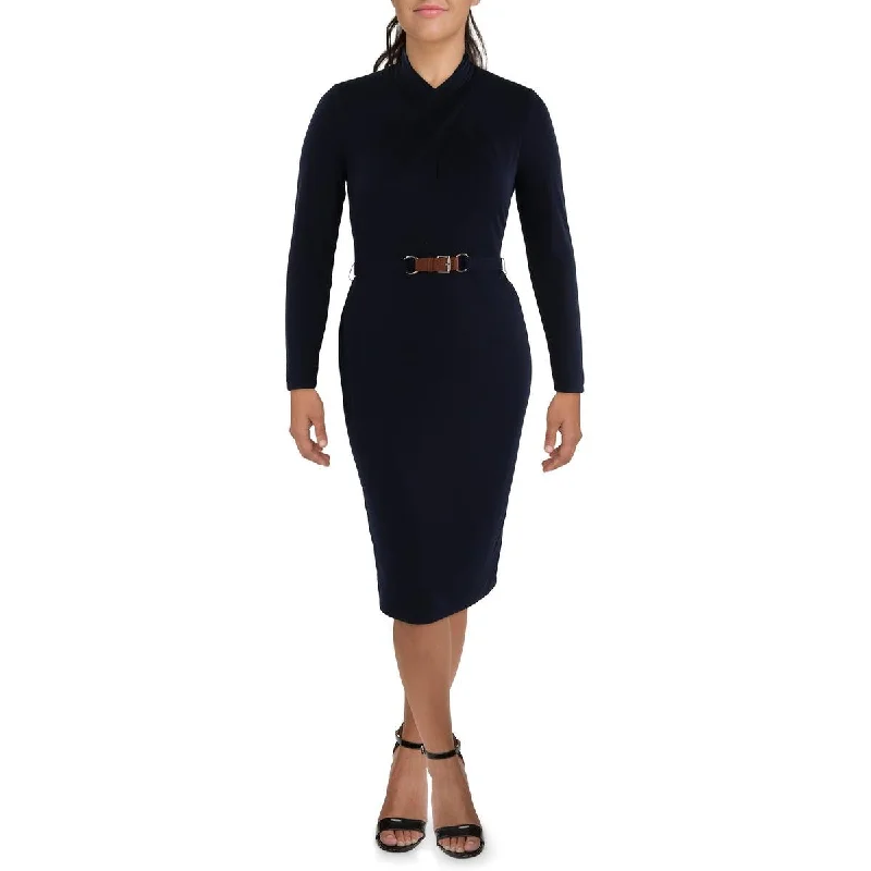 Lauren Ralph Lauren Womens Belted Knee Length Shift Dress