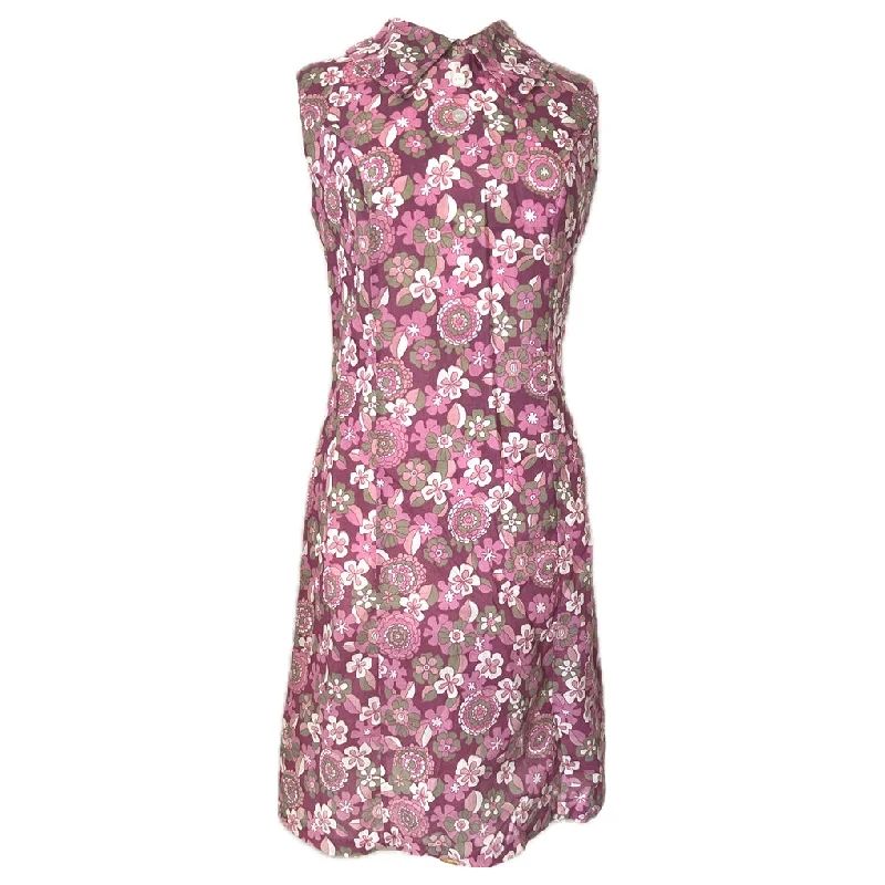 Clearance Event Raspberry and pink flower power 1960s sleeveless shift dress