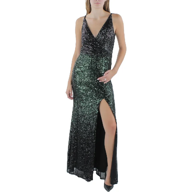 Dress The Population Womens Sequined Sleeveless Evening Dress