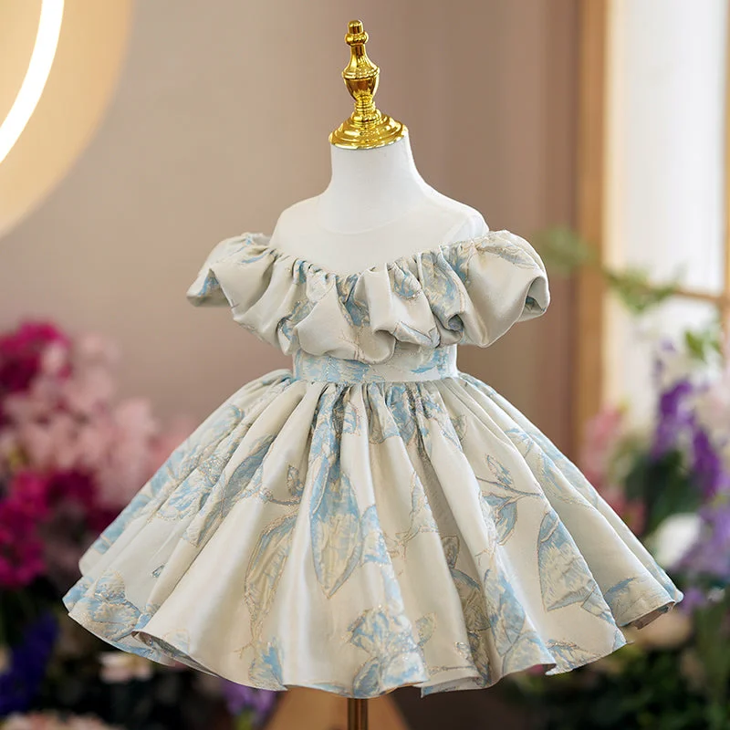Deal Explosion Baby Girl Dress Toddler Ball Gowns Vintage Print Off Shoulder Princess Dress