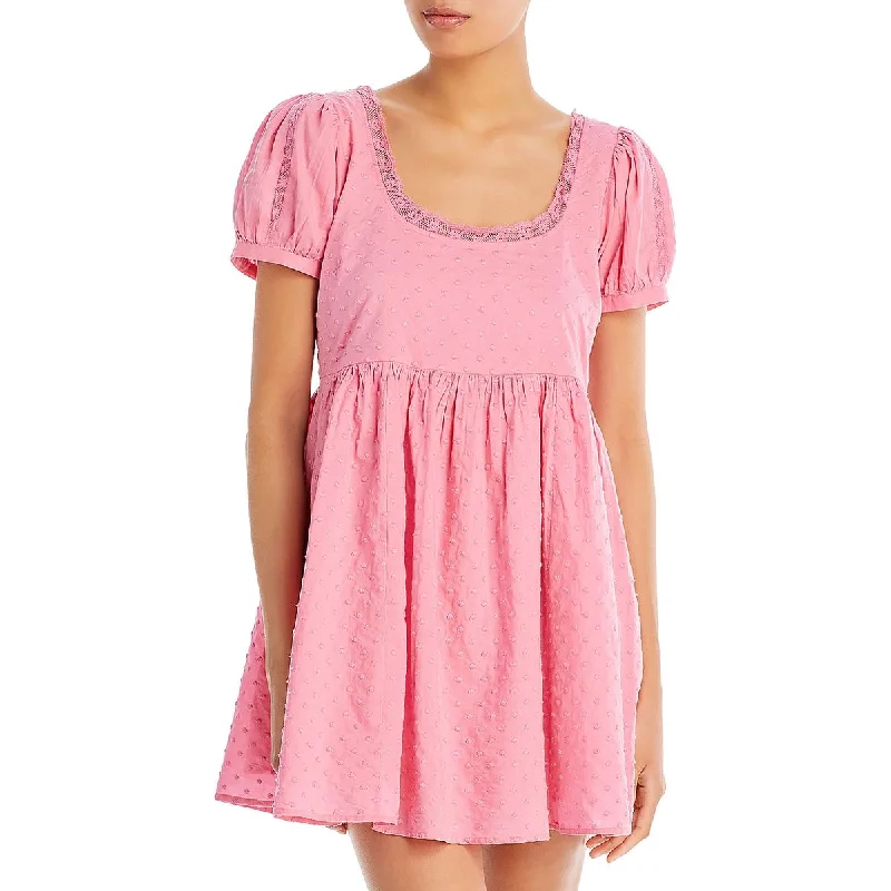 LoveShackFancy Womens Babydoll Mini Babydoll Dress