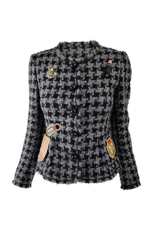 Savings Alert Moschino Vintage Grey & Black Tweed Perfume Bottle Jacket
