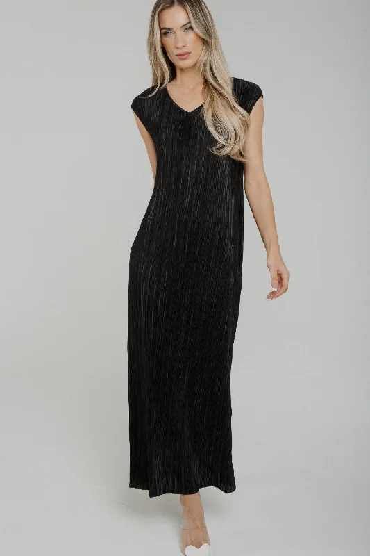Limited Quantity Polly Pleated Dress In Black