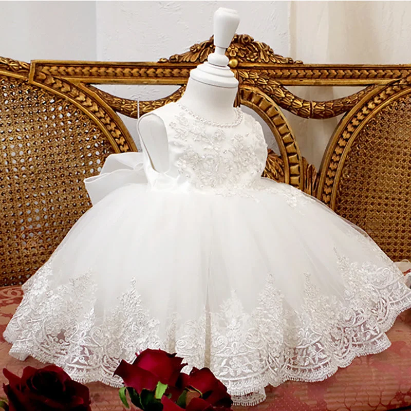 Special Savings Baby Girl Summer Princess Party Dress Elegant White Embroidery Laces Baptism Dress