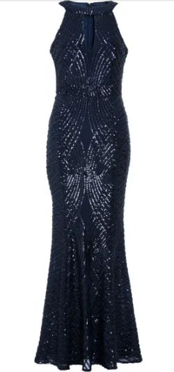 Extra Savings Navy Sequin Mermaid Gown