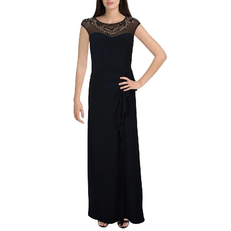 Alex Evenings Womens Illusion Embellished Evening Dress