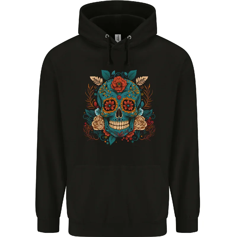 Savings Bonanza Day of the Dead Sugar Skull DOTD Mens 80% Cotton Hoodie