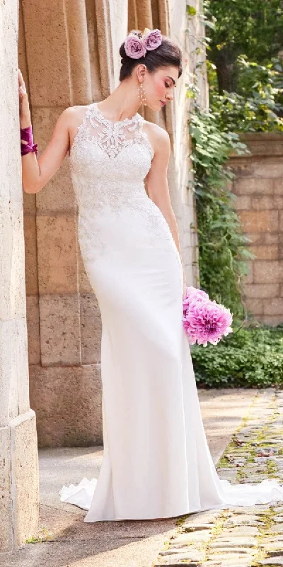 Holiday Sale Crepe Applique Illusion Waist Gown