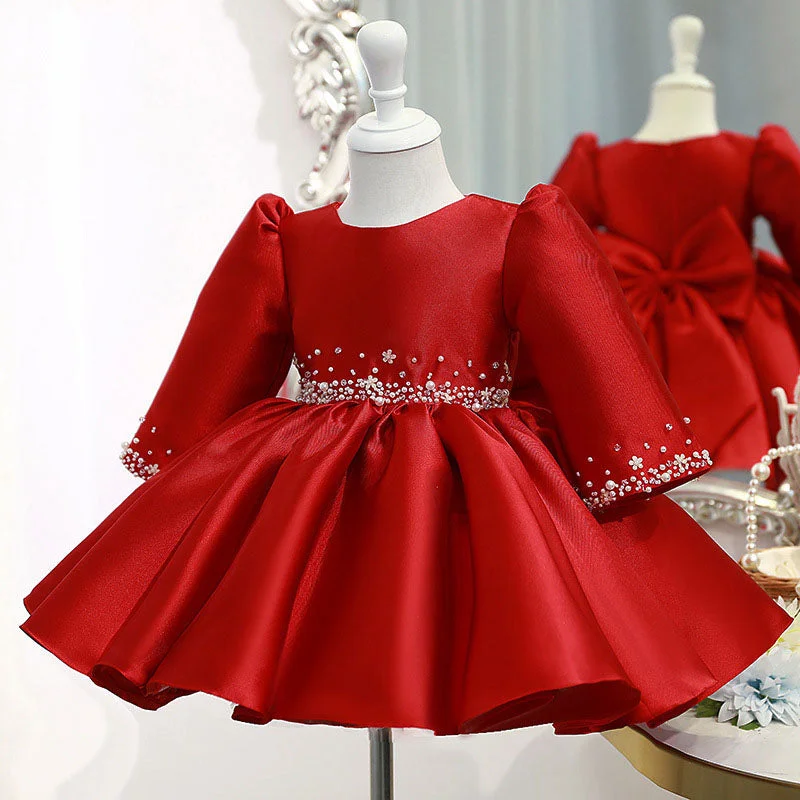 TIME-Limited Offer Girl Christmas Dress Baby Girl Winter Red Bead Puffy Birthday Party Dresses TIME-Limited Offer Girl Christmas Dress Baby Girl Winter Red Bead Puffy Birthday Party Dresses
