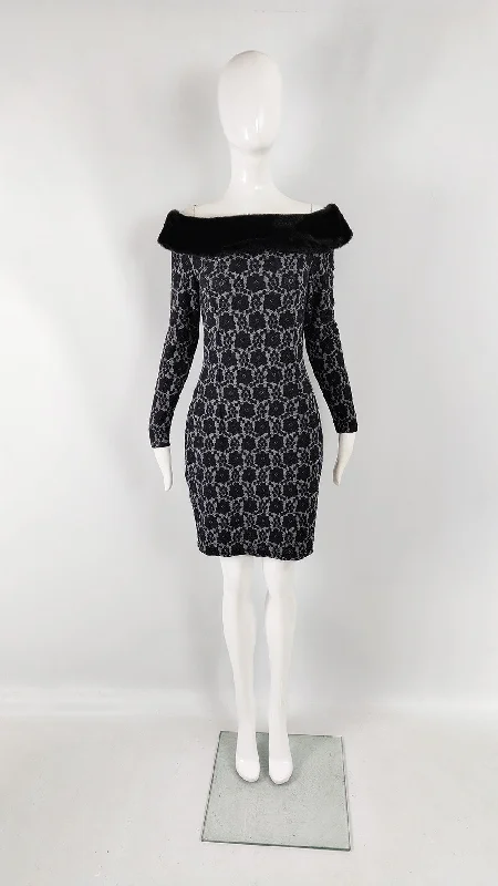 Midnight Madness Ikito Vintage Faux Fur & Lace Party Dress