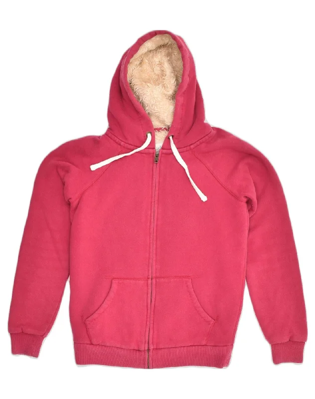 Deal Dash JACK WILLS Womens Sherpa Graphic Zip Hoodie Sweater UK 8 Small Pink Cotton Deal Dash JACK WILLS Womens Sherpa Graphic Zip Hoodie Sweater UK 8 Small Pink Cotton
