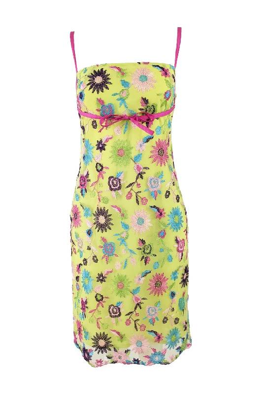 Time-Limited Offer Christian Lacroix Vintage Embroidered Mesh Green Dress, 1990s