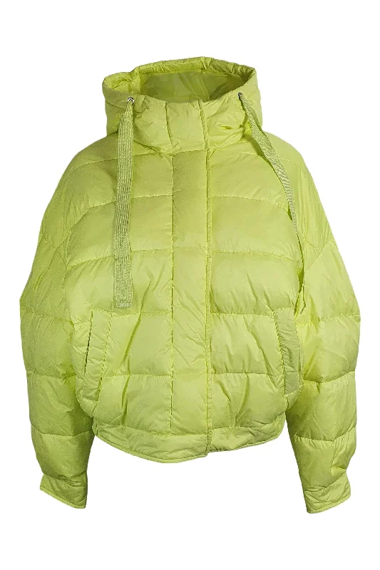 SET Urban Deluxe Neon Yellow Down Free Cropped Puffer Jacket (UK 6 | US 4 | FR 36)