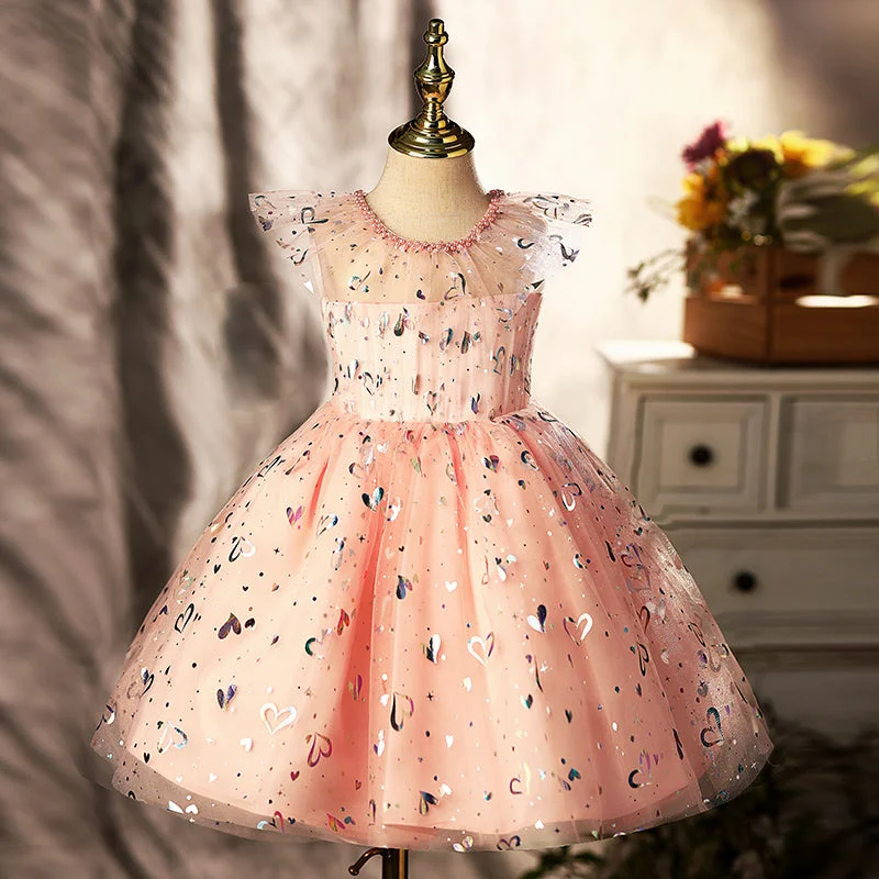 Daily Deals Toddler Prom Dress Girl Princess Flower Sleeveless Heart Sequins Party Dress