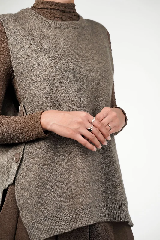 Factory Direct Sale Sage Side Button Knit Sweater