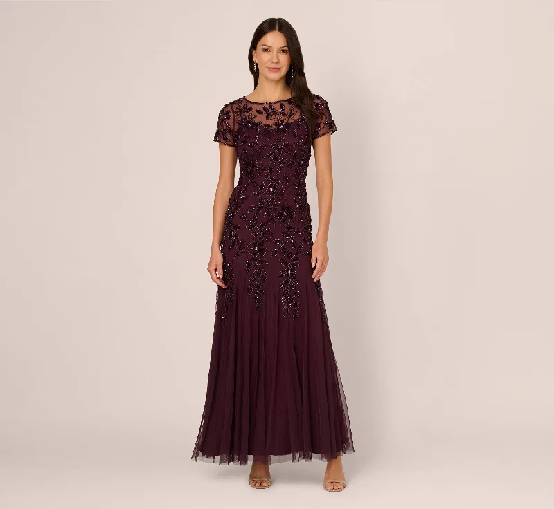 Hot Deal Night Plum Floral Gown