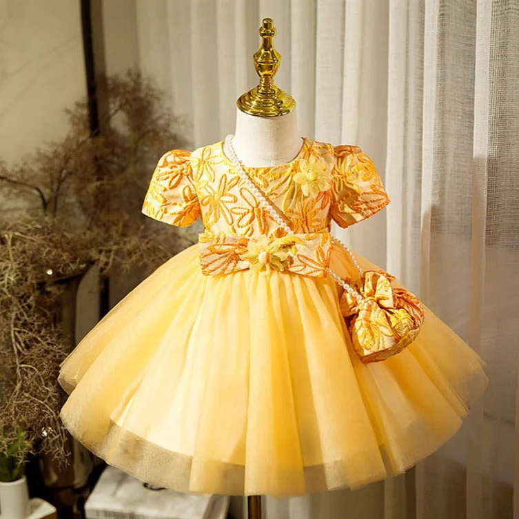 Overstock Baby Girl Dress Toddler Ball Gowns Embroidered Flower Fluffy Birthday Party Dress