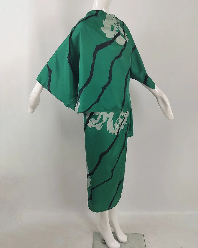 Today’s Special Junko Koshino Vintage Green Pure Silk 2 Piece, 1980s