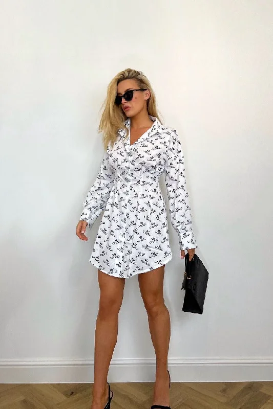Savings Galore Kands London White Satin Fitted Shirt Dress