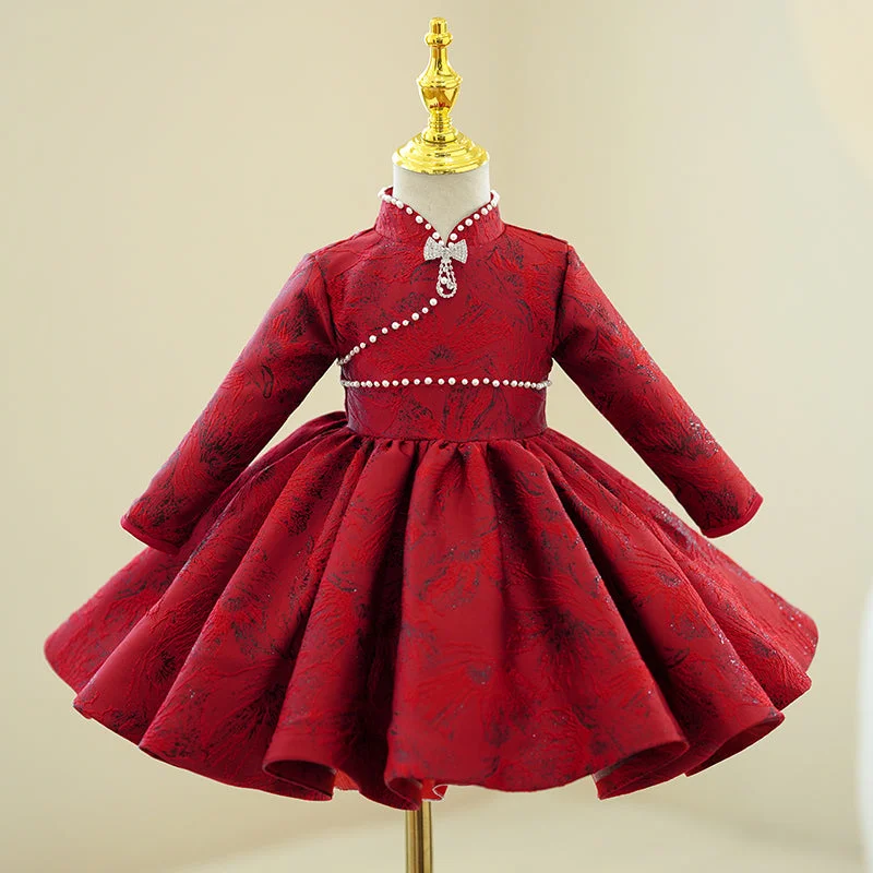 Savings Bonanza Girl Christmas Dress Toddler Prom Dress Little Girl Stand Collar Long Sleeve Printed Beaded Birthday Party Dress Savings Bonanza Girl Christmas Dress Toddler Prom Dress Little Girl Stand Collar Long Sleeve Printed Beaded Birthday Party Dress