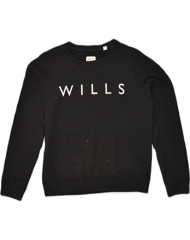 Extra Savings JACK WILLS Womens Loose Fit Graphic Sweatshirt Jumper UK 10 Small Black