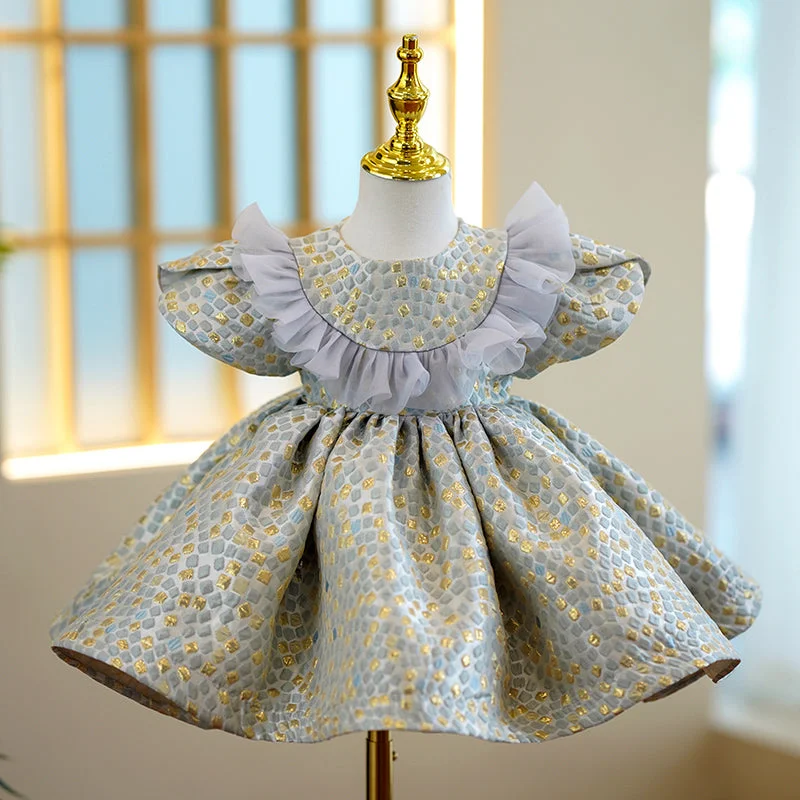 Bargain Blast Flower Girl Dress Toddler Birthday Party Summer Puffy Round Neck Small Flying Sleeves Princess Dress