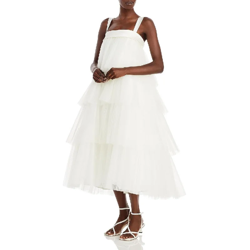 Amsale Womens Tulle Sleeveless Evening Dress