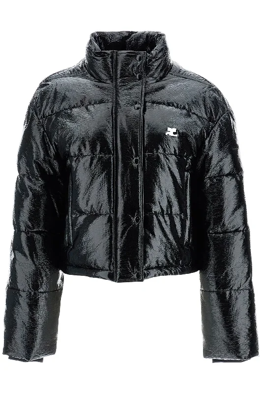 Padded Vinyl Jacket For Stylish  - Black