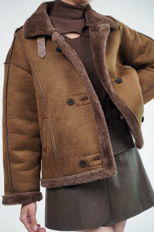 Clearance Event Suede Brown Fur Jacket
