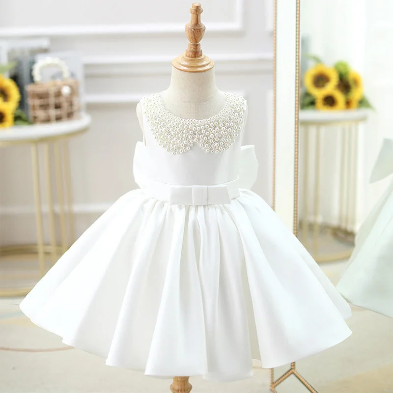 Best Deals Toddler First Communion Dress Baby Girl Princess Party Dress White Bead Collar Flower Girl Dress Best Deals Toddler First Communion Dress Baby Girl Princess Party Dress White Bead Collar Flower Girl Dress