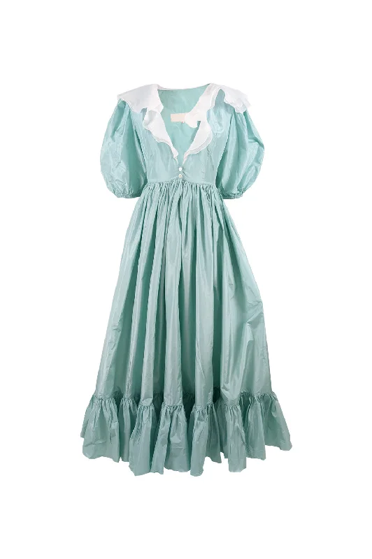 Special Promotion Catherine Walker Mint Taffeta Puff Sleeve Evening Dress, 1980s