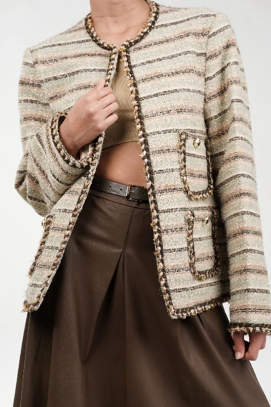 Special Promotion Golden Fern Tweed Blazer